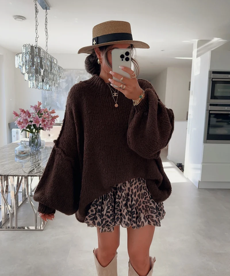 Oversize Pullover Nata Dunkelbraun