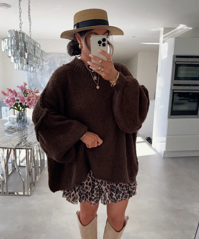 Oversize Pullover Nata Dunkelbraun