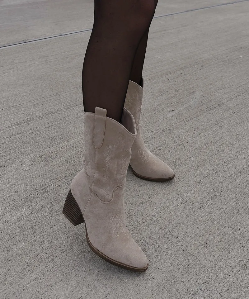 Cowboy Stiefel Selenay Beige Midi