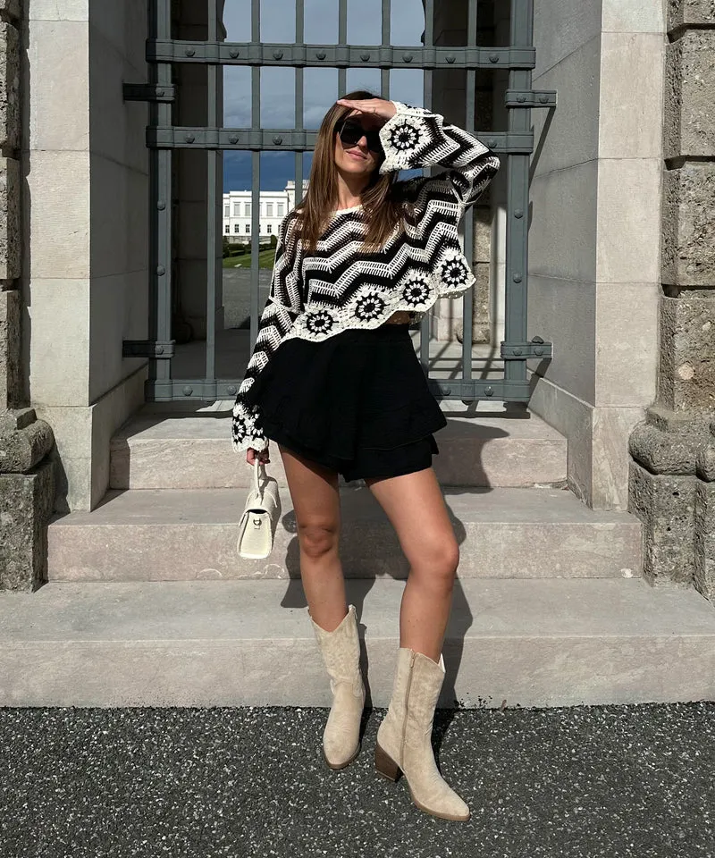 Cowboy Stiefel Selenay Beige Midi