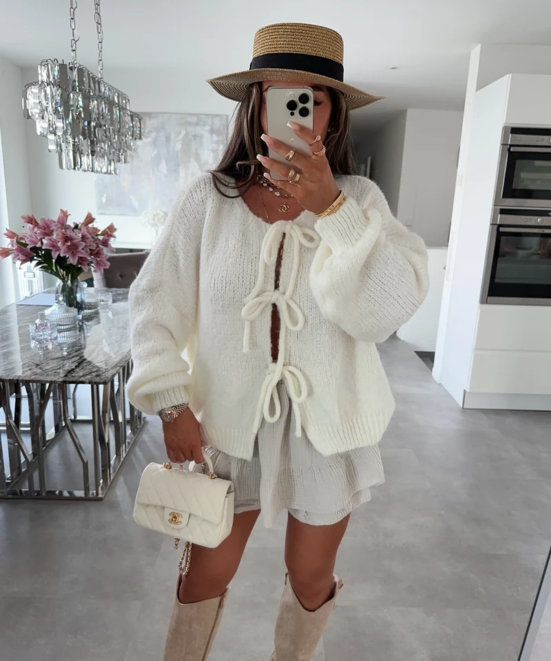 Cardigan Schleife Fia Weiß