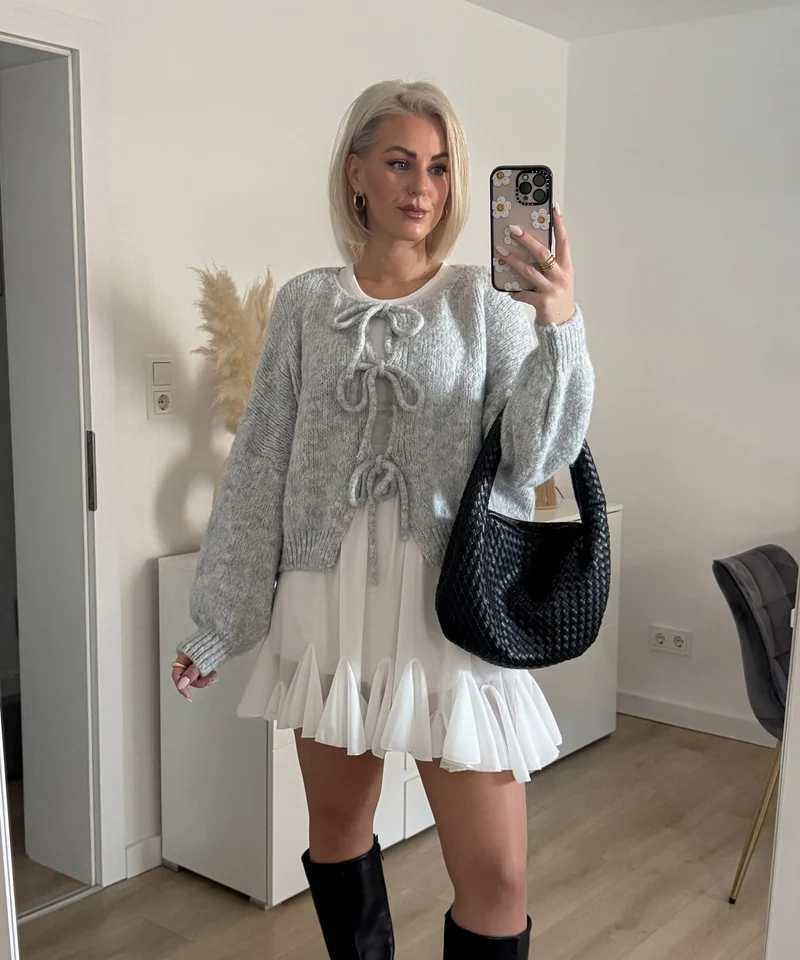 Cardigan Schleife Fia Hellgrau