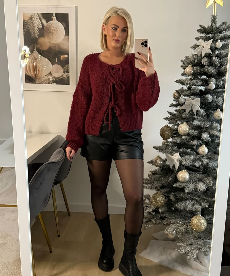 Cardigan Schleife Fia Weinrot