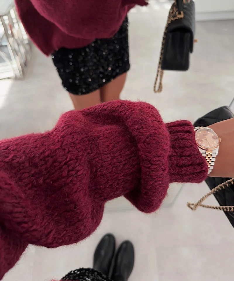 Cardigan Schleife Fia Weinrot