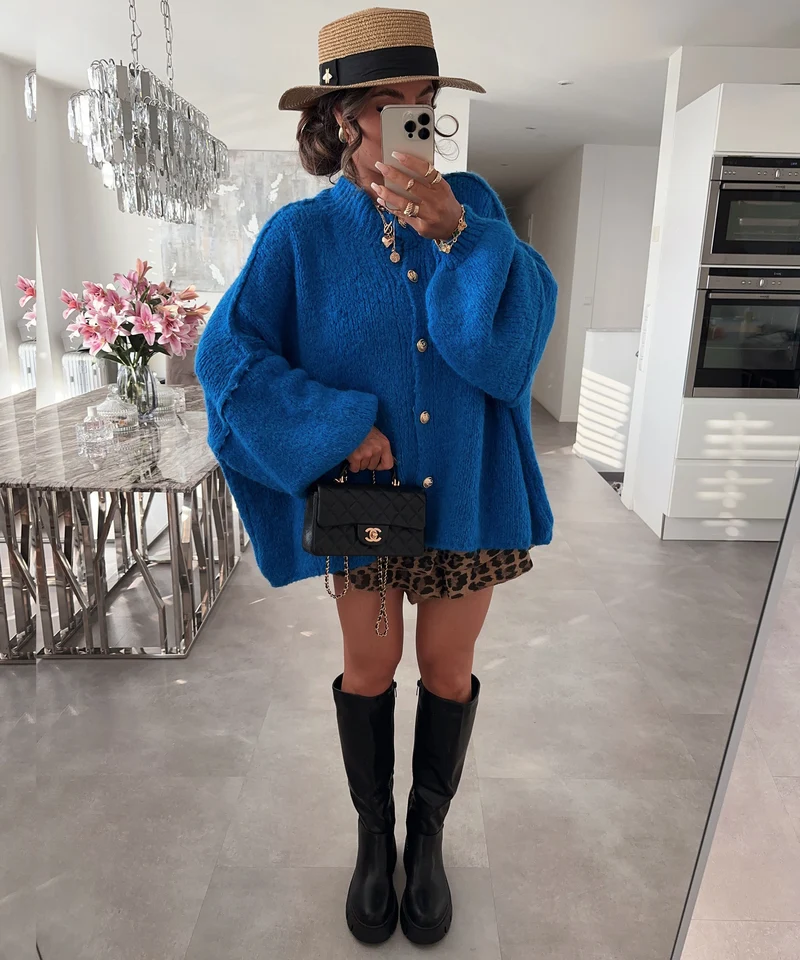 Oversize Strickjacke Jalsien Royalblau