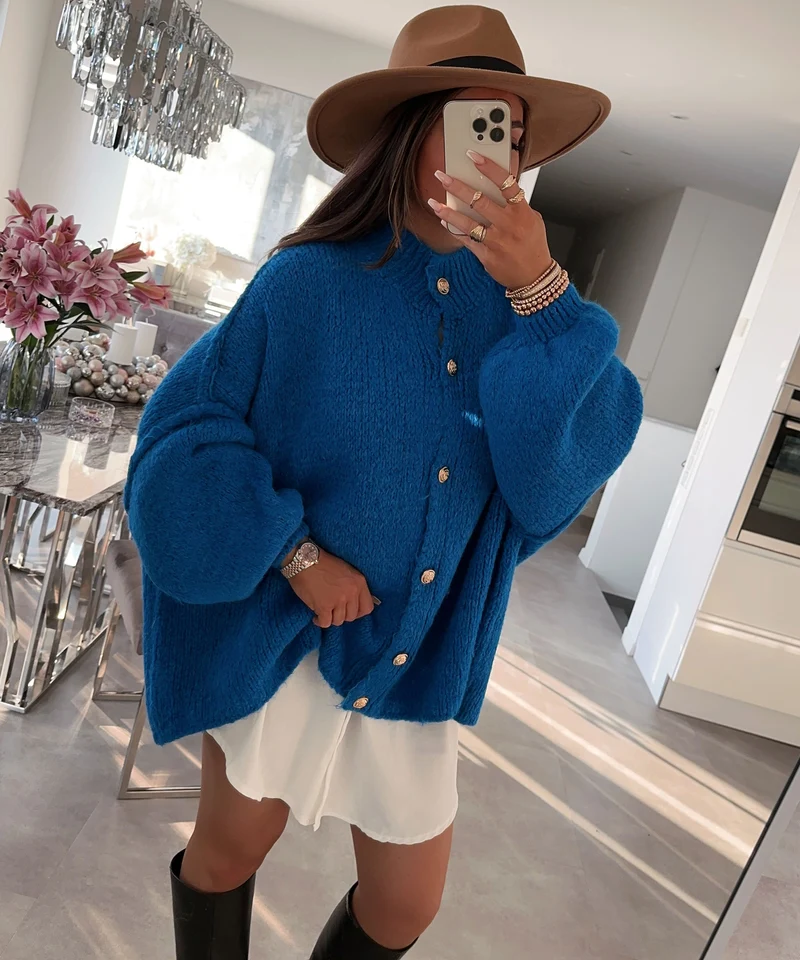 Oversize Strickjacke Jalsien Royalblau