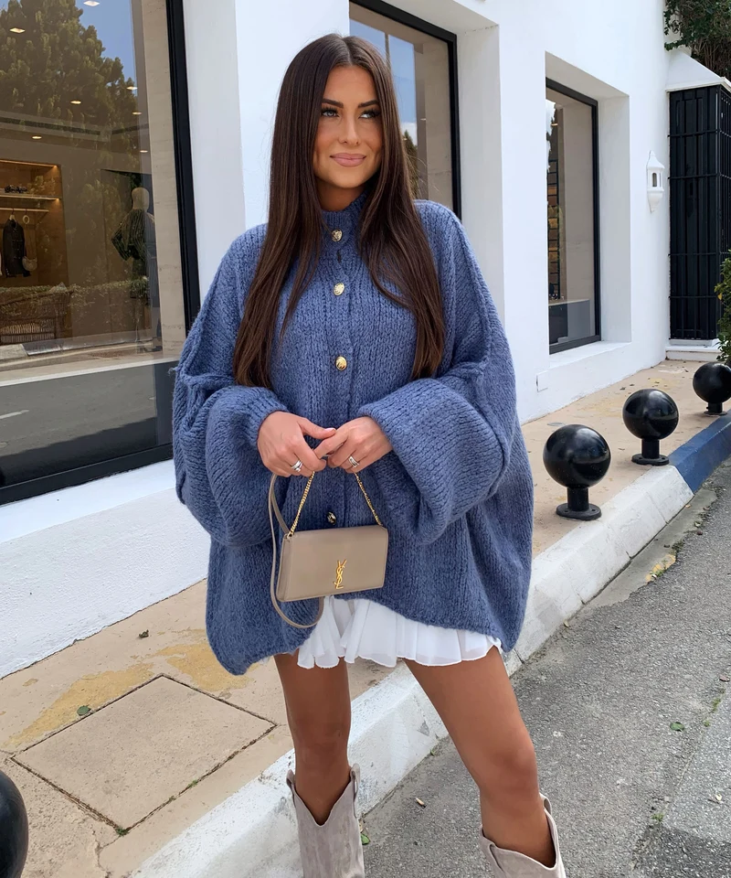 Oversize Strickjacke Jalsien Jeansblau