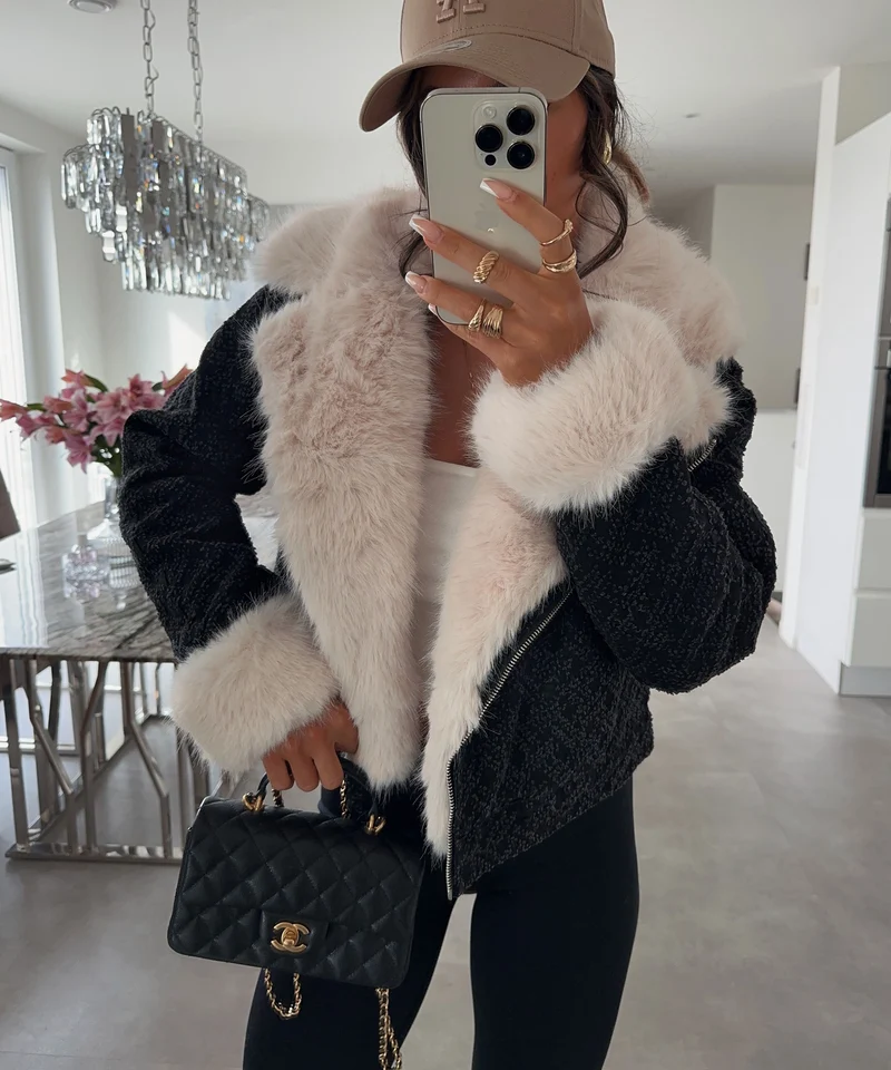 Jacke mit Kunstfell Lumaia Dunkelgrau